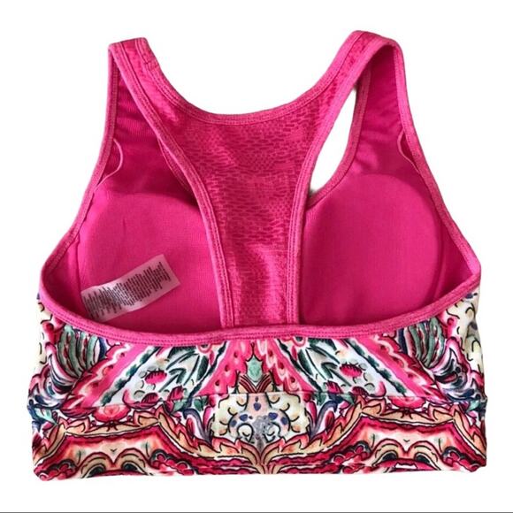 Nanette Lepore NWT Athletic Sports Bra Pink & White Racerback Long Line - Picture 4 of 5